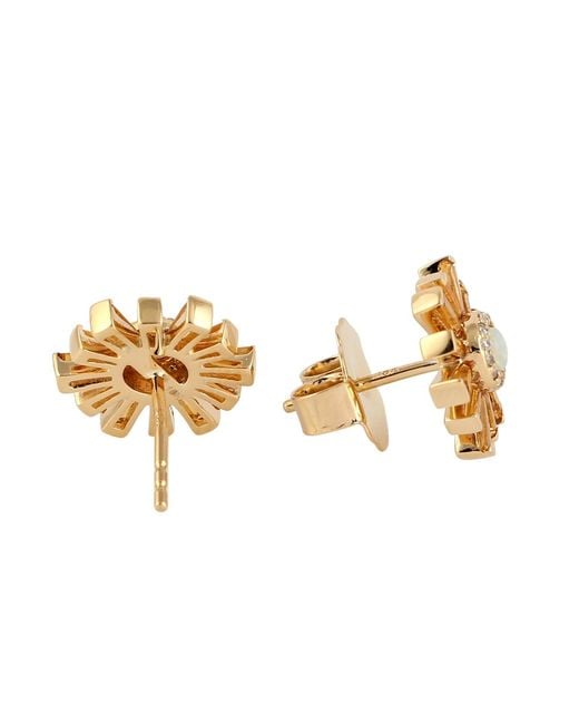 Artisan Metallic Opal, Citrine & Diamond Sunburst Stud Earrings