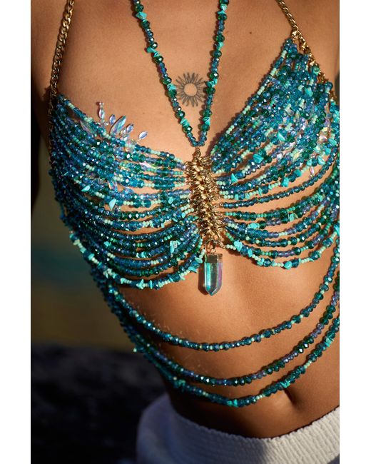 Haus of Mclees Blue Beaded Top