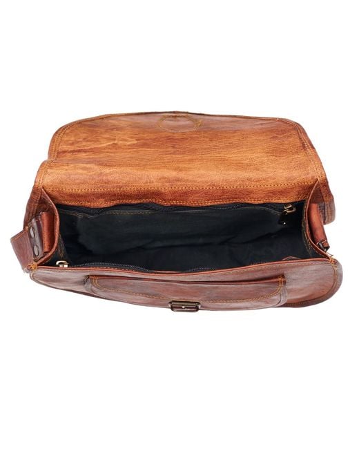 VIDA VIDA Brown Vida Vintage Leather Saddle Bag Large