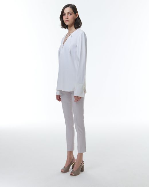 Theo the Label White Eudora Lace-up Blouse