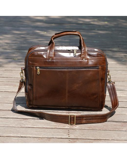 Touri Brown Genuine Leather Briefcase for men