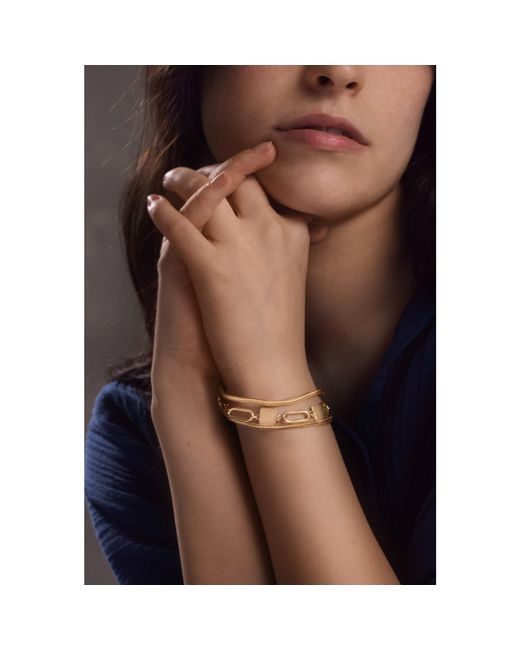 Saachi Metallic Chain Link Hammered Bracelet