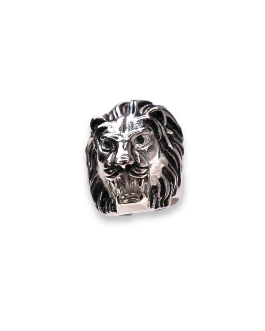 Jagged Halo Jewelry Black Lann Lion Head Ring Stainless Steel for men
