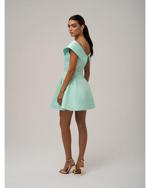 Tia Dorraine Green Easy To Love Flared Satin Mini Dress, Mint