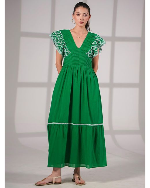 Rose & Nancy Green Eleanor Cotton Maxi Dress