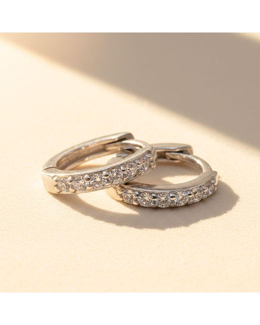 Harfi Metallic Diamond April Birthstone Small Huggie Hoops