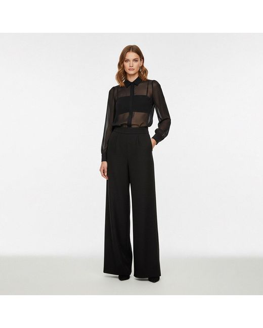AVENUE No.29 Black Wool Wide Leg Trousers