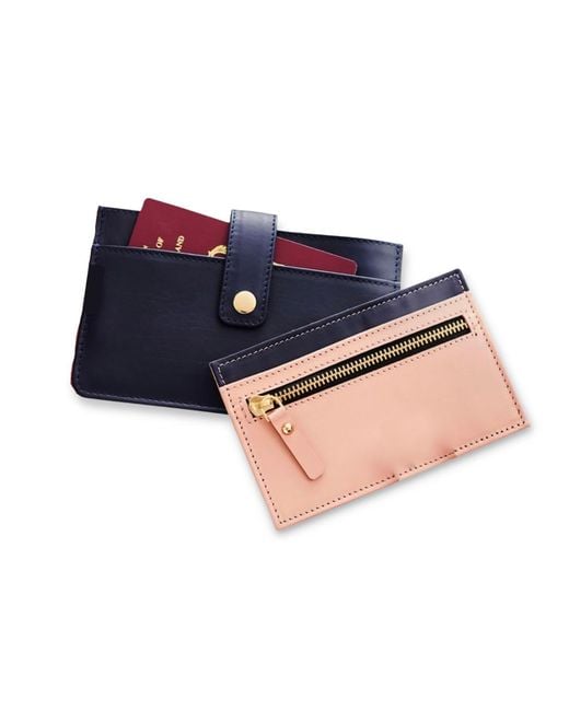 VIDA VIDA Blue Leather Two Part Travel Wallet