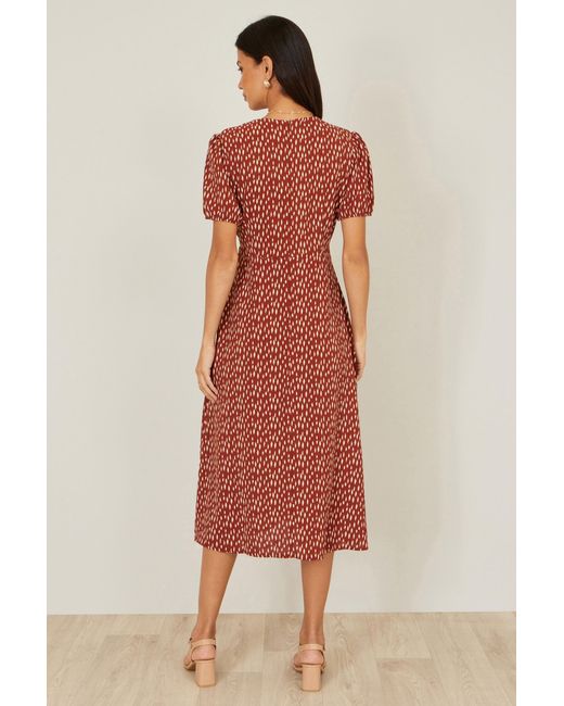 Yumi' Red Spot Wrap Midi Dress