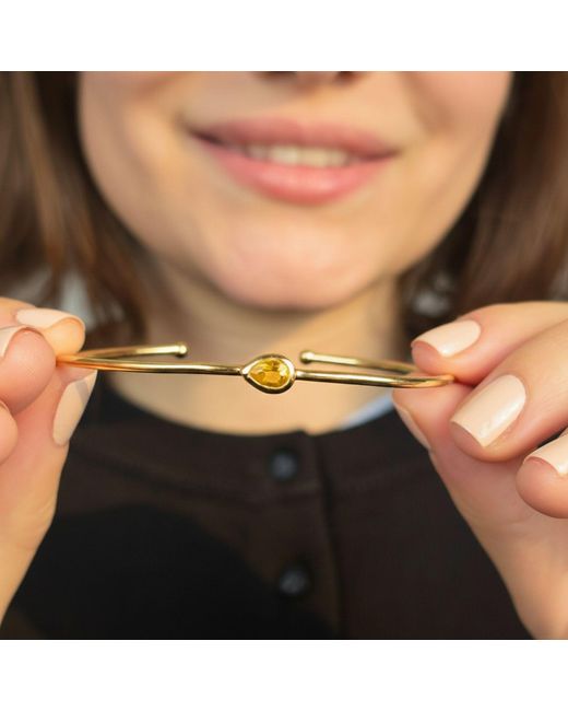 Harfi Metallic Plated Elegant Citrine November Birthstone Bangle
