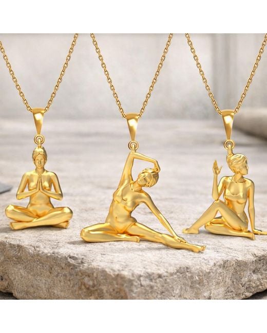 Nowart Jewelry White Seated Side Stretch Pose Yoga Necklace