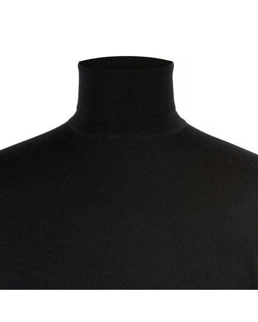 DAVID WEJ Black Harry Merino Wool Roll Neck Sweater for men