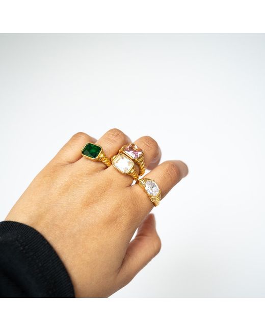 Superdivajewellery Metallic Croissant Clear Moon Ring