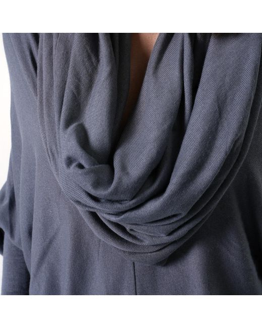 Metamorph Blue Extravagant Tunic With Scarf Collar