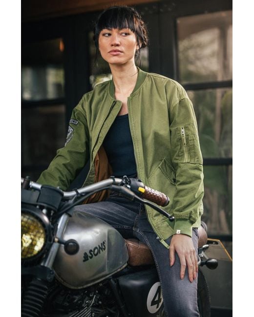 &SONS Trading Co Green Damsons Cali Bomber Jacket Army