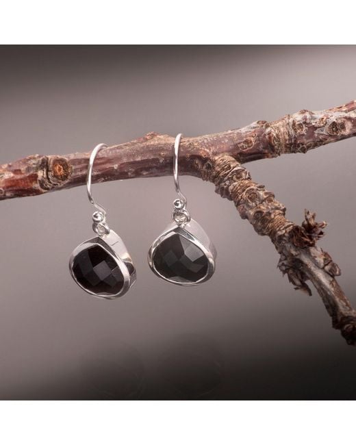 The Jewellery Store London Brown Pear-Shaped Onyx Earrings