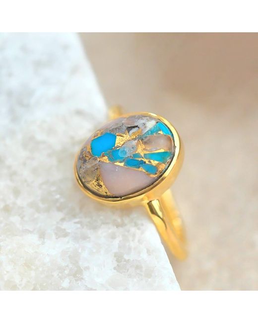 Harfi Blue Statement Opal Gemstone Vermeil Ring