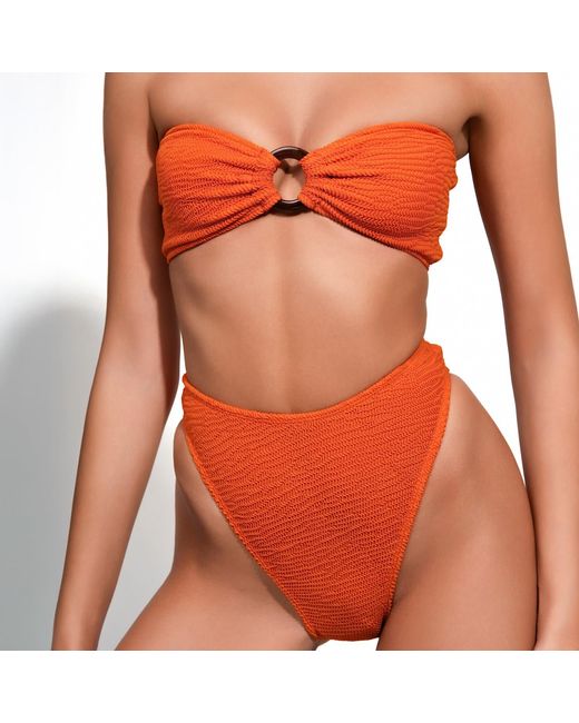 Maison Tangerine Orange Santorini Crinkle Swimsuit Bikini