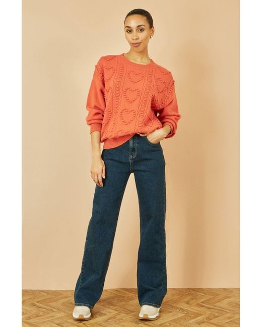Yumi' Red Heart Knit Relaxed Jumper