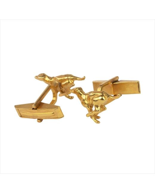 Simon Kemp Jewellers Metallic Running Greyhound Cufflinks Eighteen Carat On Recycled Solid Sterling for men