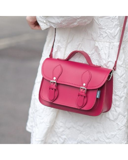 Zatchels Red Handmade Leather Micro Satchel Plus