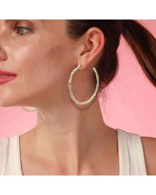 Michael Nash Jewelry Metallic Sloan Enamel And Bamboo Hoop Earrings