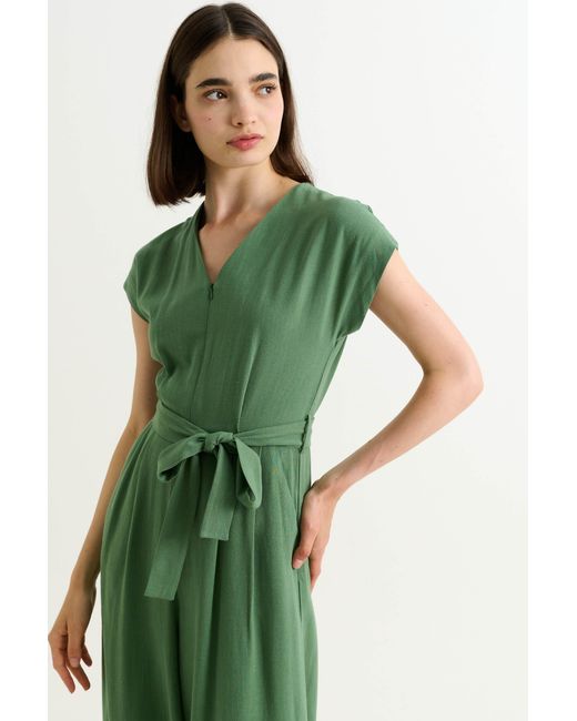 Louche Green Phoenix Linen Mix Jumpsuit