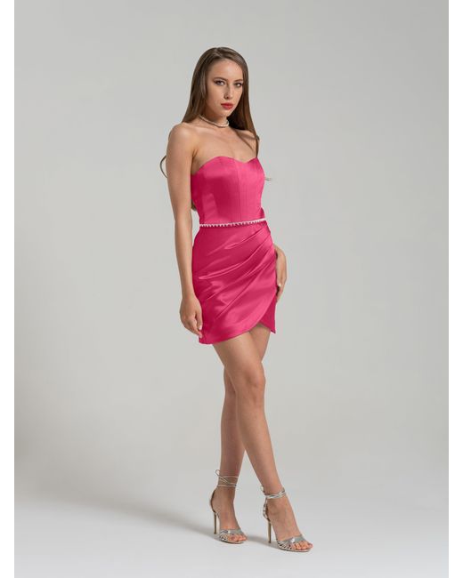 Tia Dorraine Pink A Touch Of Glamour Crystal Belt Mini Dress