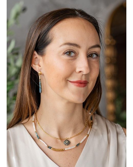Loni Paul Jewelry Metallic Labradorite & Topaz Inlay Necklace