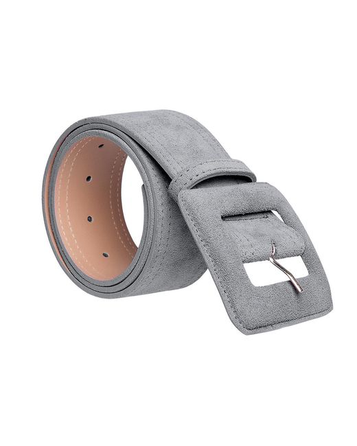 BeltBe Gray Suede Square Buckle Belt