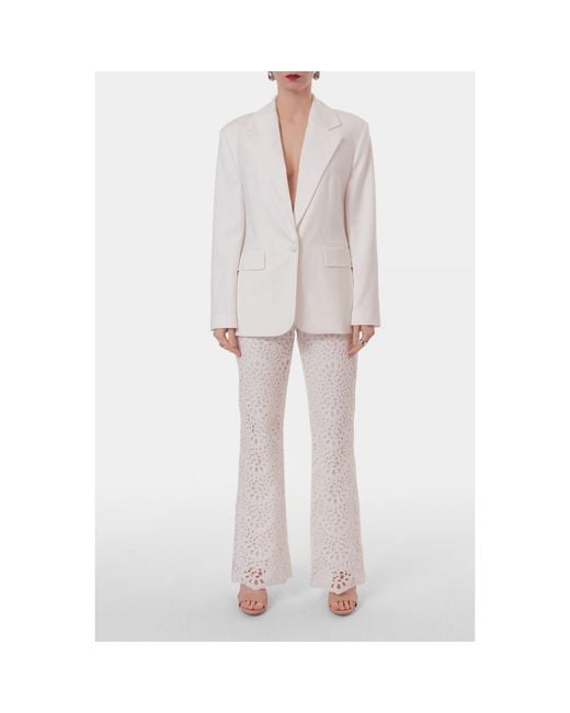 AGGI by HALEWSKI White Ally Off Embroidered Lace Pants
