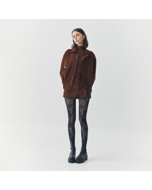 Ats the Label Brown Remi Dark Suede Jacket And Skort Set
