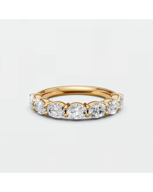 Aya Fine Jewelry Metallic Oval Lab Diamond Half Eternity Wedding Band
