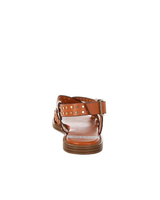 Rag & Co Brown Anemone Studded Flat Gladiator Sandals