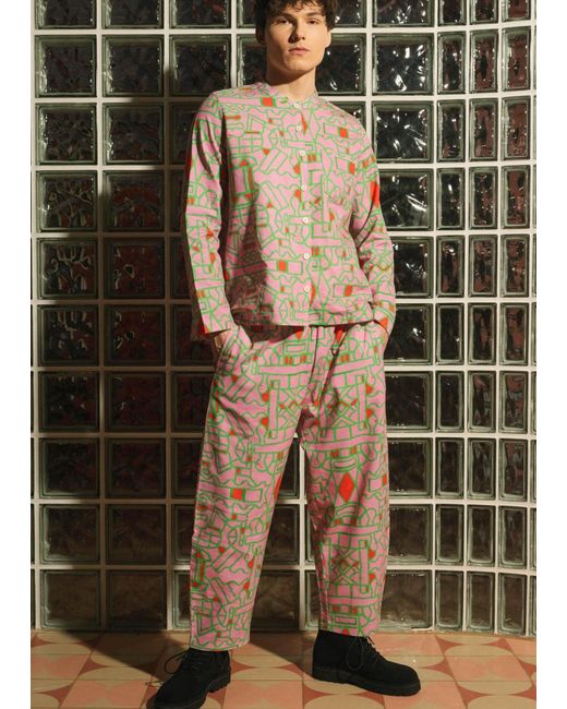 Wild Clouds Multicolor Organic Cotton & Linen Balloon Trousers
