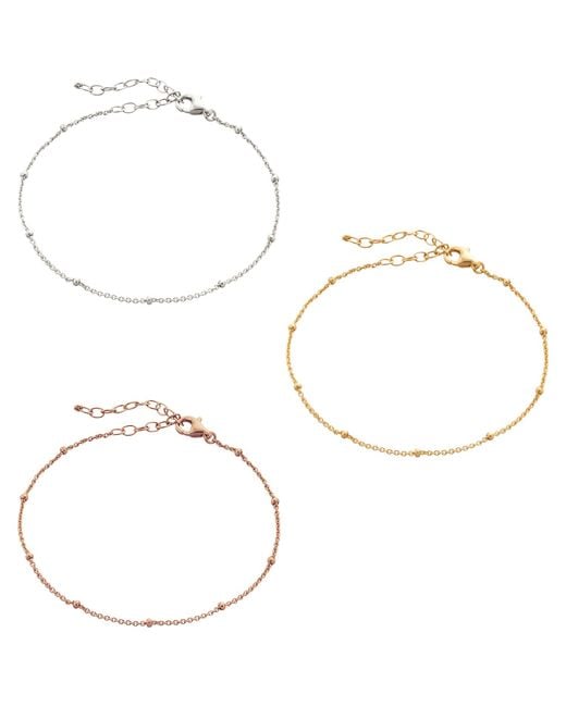 Spero London Metallic Rose Bead Curb Chain Sterling Adjustable Satellite Bracelet