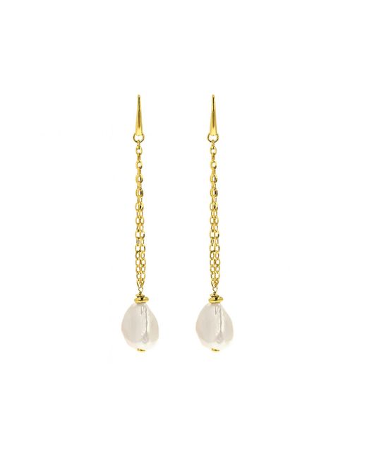 Unaloe Metallic Vermeil Baroque Freshwater Pearl Chain Drop Earrings – Luxury Contemporary Designer Jewelry