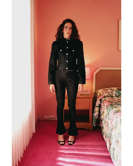 Pcfg Black Zip Detail Skinny Flare Pant