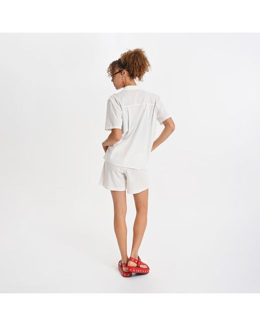 Lalipop Design White Relaxed Cotton Drawstring Shorts