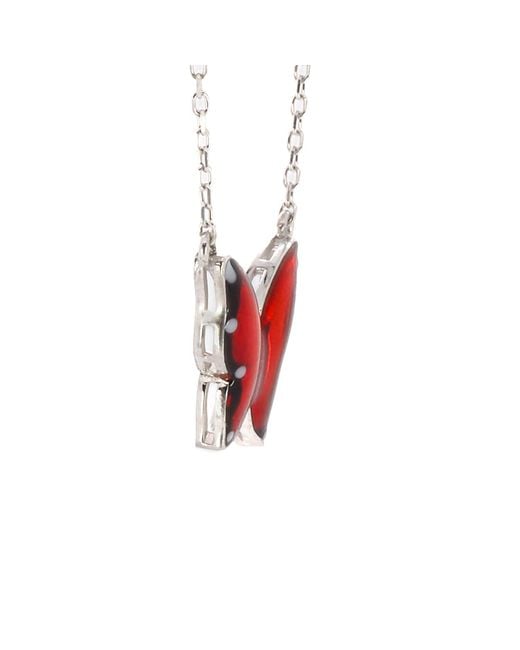 Ebru Jewelry Red Joy Enamel Butterfly Necklace