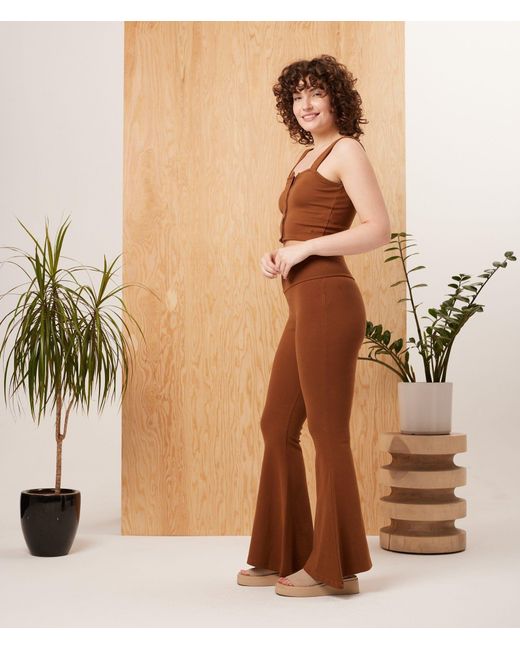 Known Supply Brown Cropped Button Tank