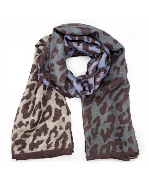 Lamberty Munich Blue Leopard-Print Wool And Silk Stole