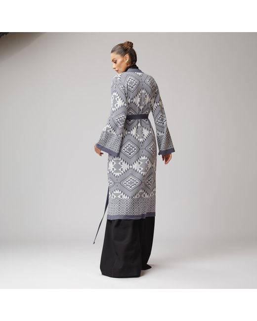 concept A trois Blue Graphic Print Knit Cardigan
