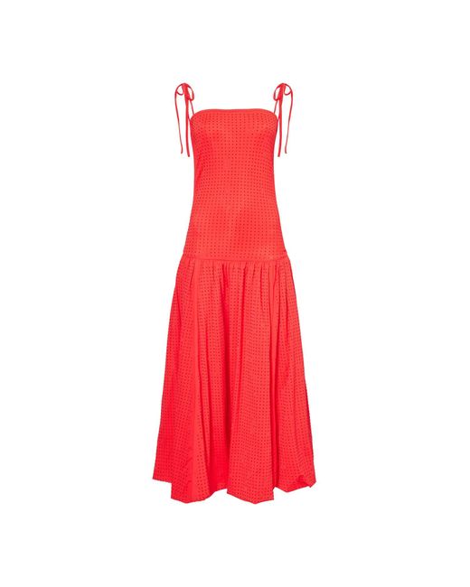 open lace back dress Alexa Red Satin Puffball Dress-ALLW112