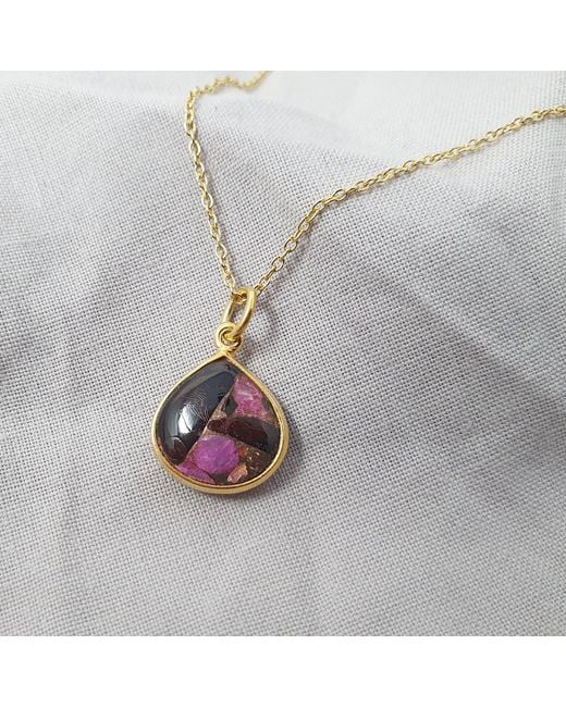 Harfi Pink Vermeil Plated Ruby July Birthstone Heart Charm Necklace