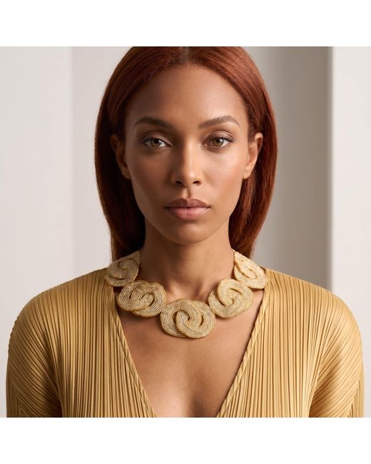 Iliana Arrazola Metallic Crisscrossed Circle Necklace