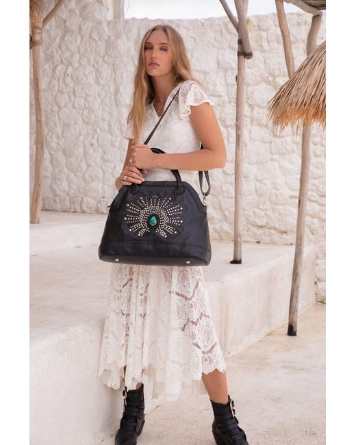 Jodi Lee Black Mini Queen Peacock Bag