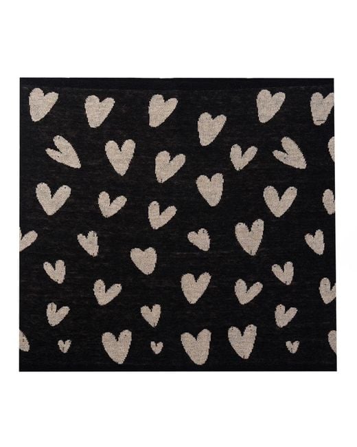 Mohair&Angora Black Mohair Foulard Hearts