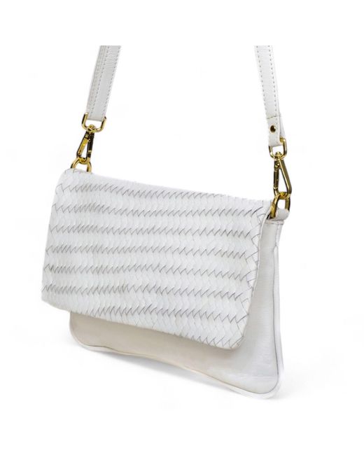 Hides Leather Co. White Travel Charm Bag, Wristlet & Crossbody Leather Bag With Italian Hardware
