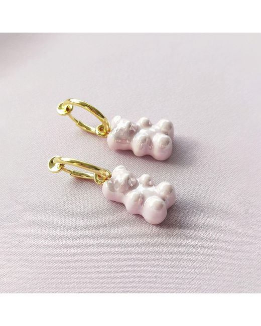 POPORCELAIN Metallic Sweet Porcelain Gummy Bear Earrings
